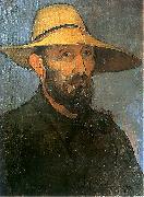 Wladyslaw slewinski Self-portrait in straw hat oil on canvas